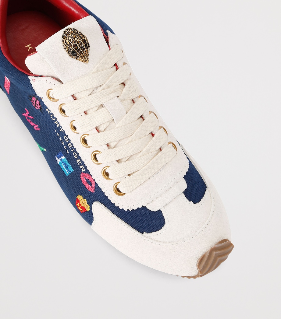 Kurt Geiger London Canvas Embroidered Islington Sneakers Navy Image 2