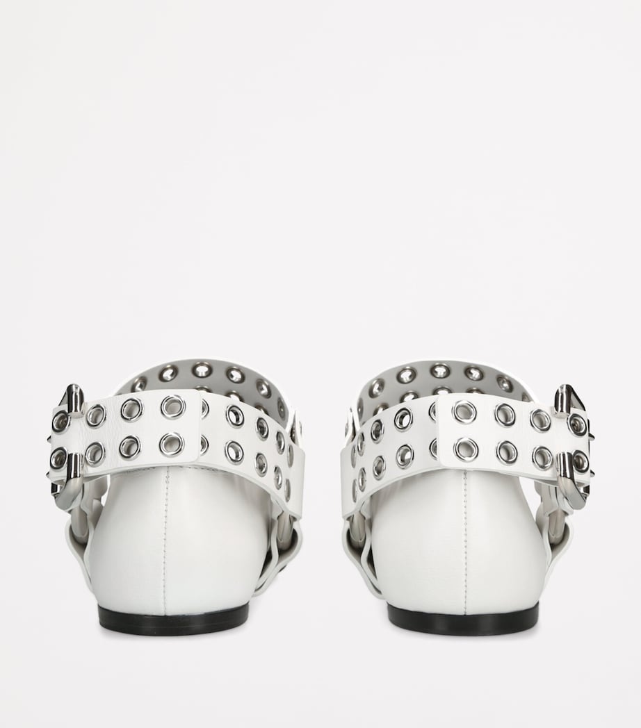 Alaïa Leather Biker Ballet Flats White Image 2