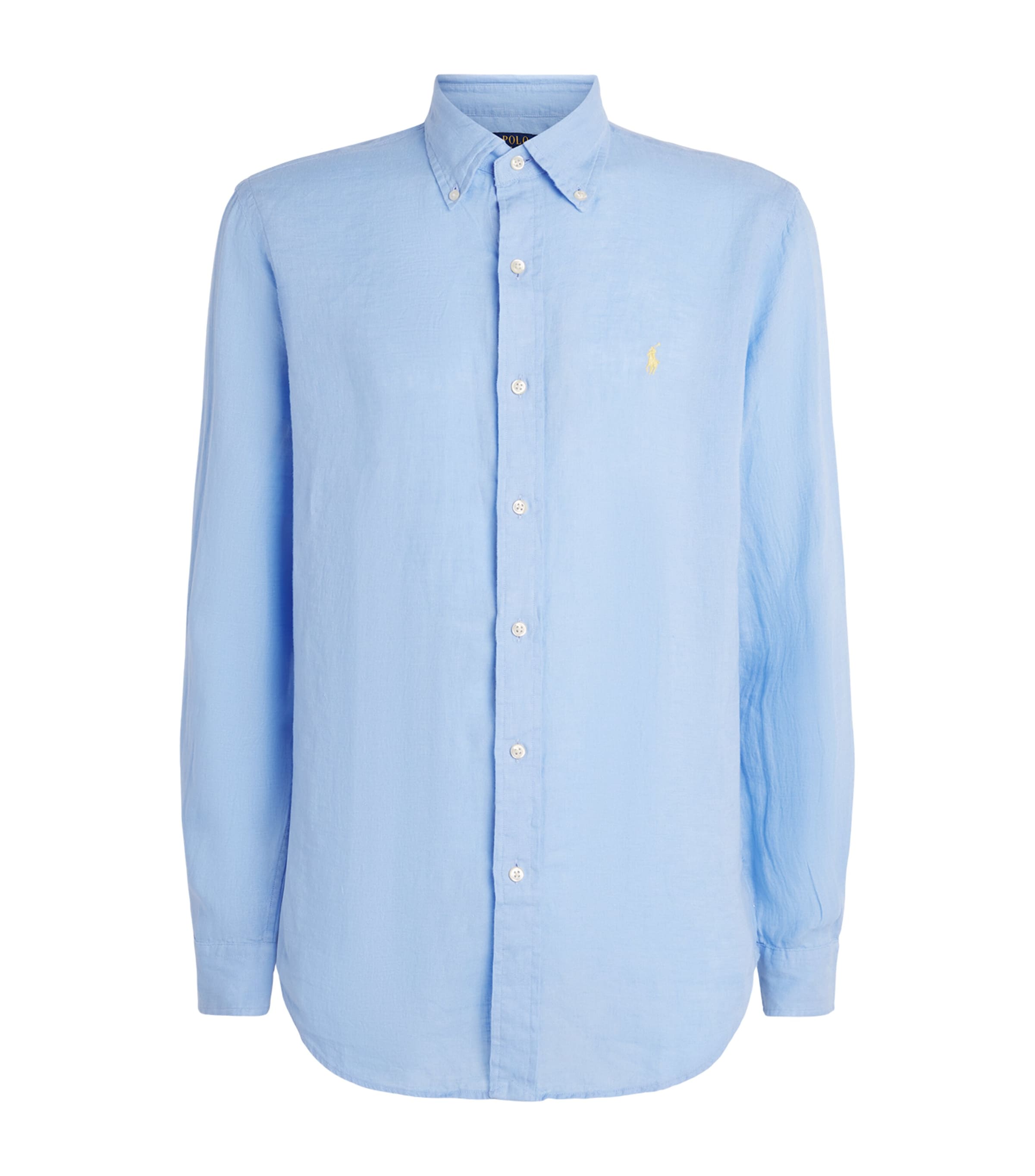 Polo Ralph Lauren Mens Linen Custom-Fit Shirt Austin Blue Image 1
