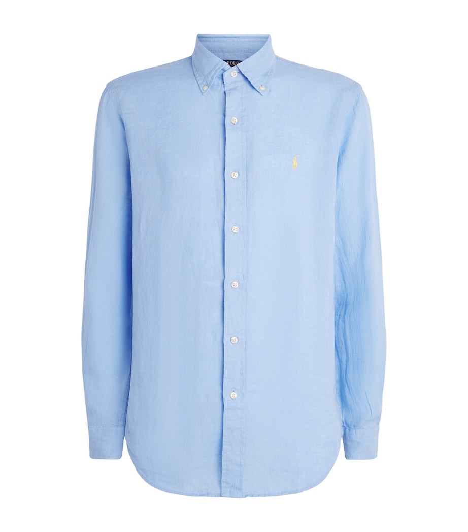 Polo Ralph Lauren Mens Linen Custom-Fit Shirt Austin Blue Image 1