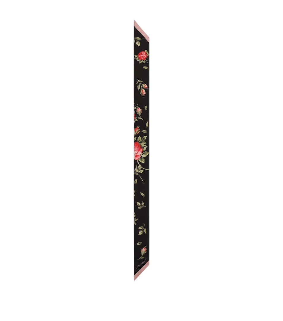 Silk Floral Skinny Scarf HN5ZN-BOUQ Image 1