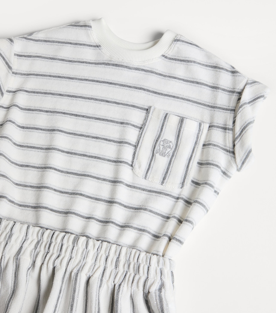 Brunello Cucinelli Kids Silk-Blend Stripe T-Shirt Dress (4-6 Years) Image 3