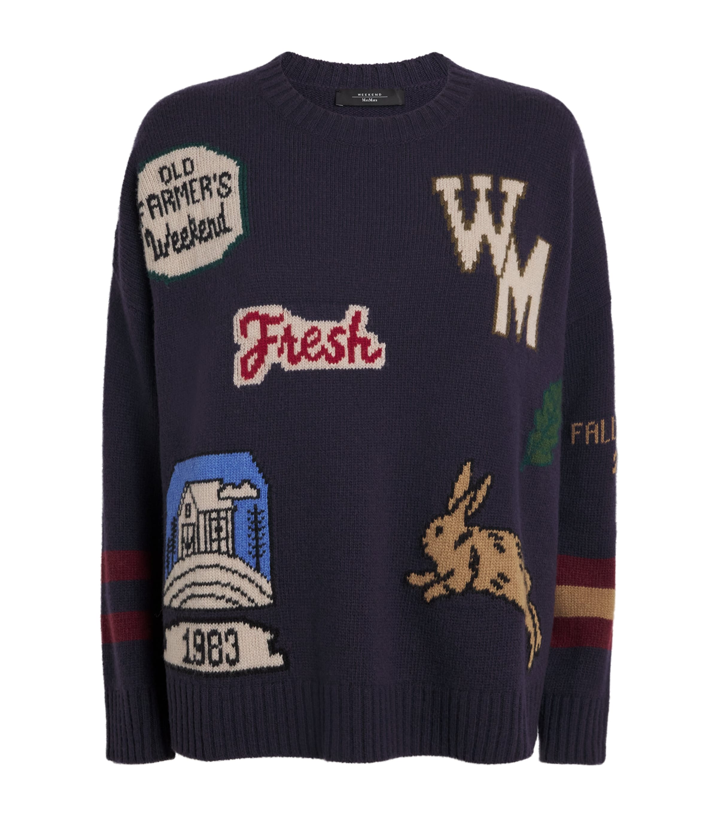 Weekend Max Mara Wool Jacquard-knit Sweater In Blue