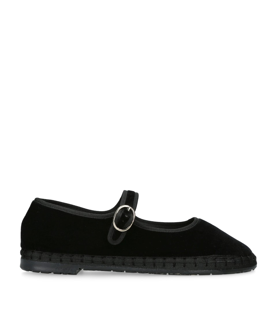 Flabelus Velvet Antonia Mary Janes Black