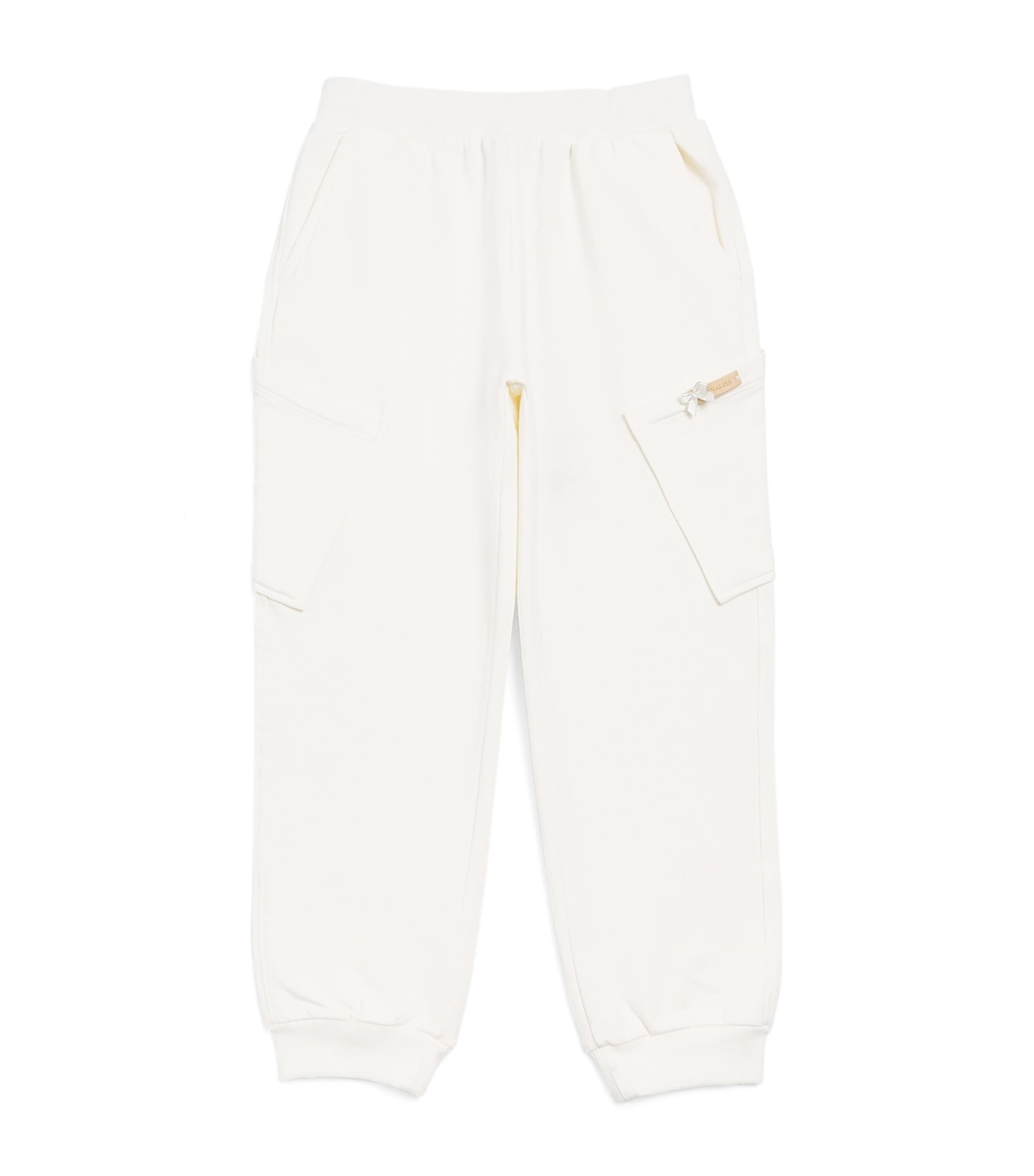 Monnalisa Stretch-Cotton Bow-Detail Sweatpants (2-12 Years) Gardenia Image 1