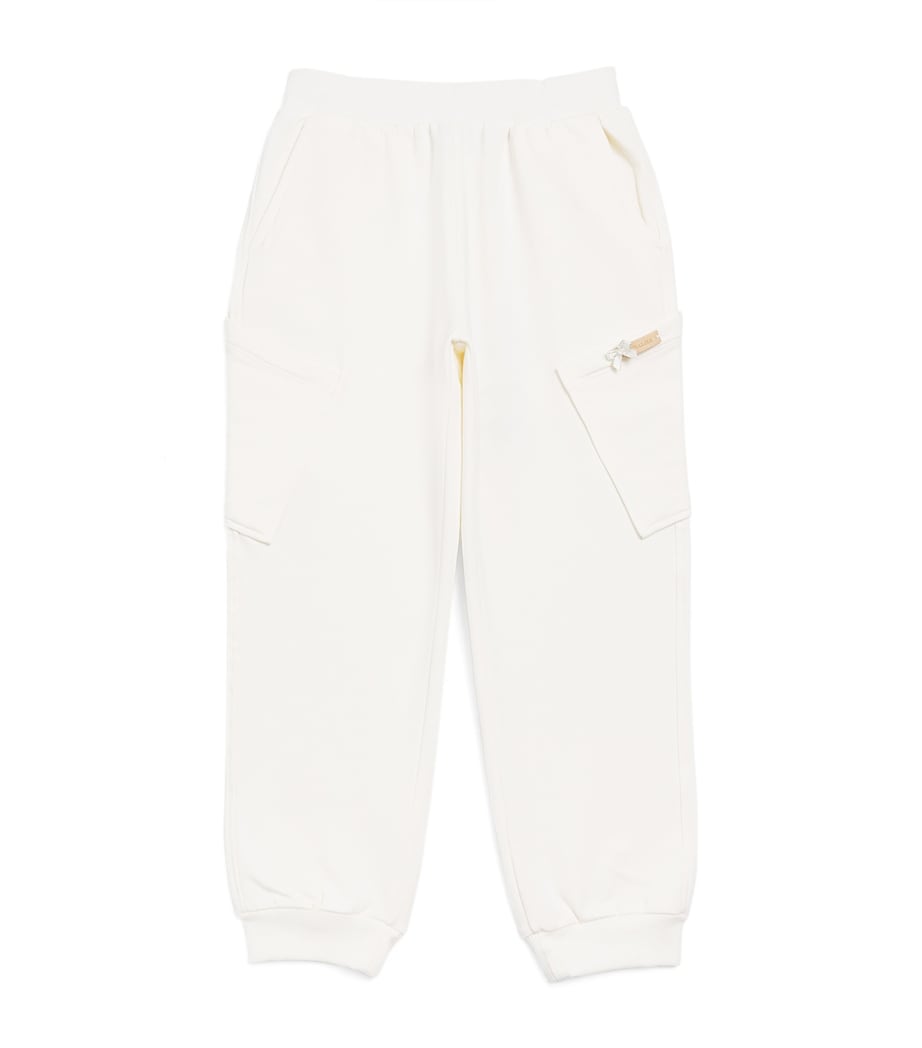 Monnalisa Stretch-Cotton Bow-Detail Sweatpants (2-12 Years) Gardenia Image 1