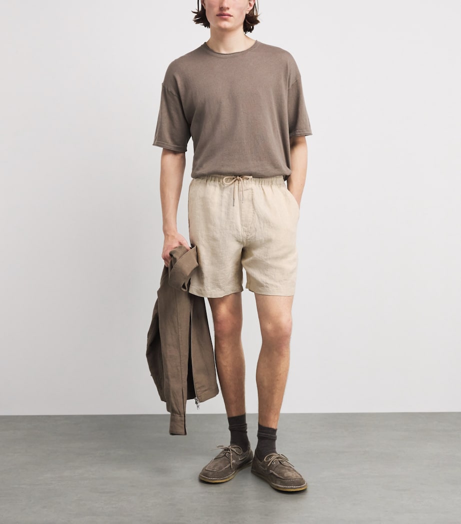 NN07 Mens Linen Drawstring Gregor Shorts Oat Image 2