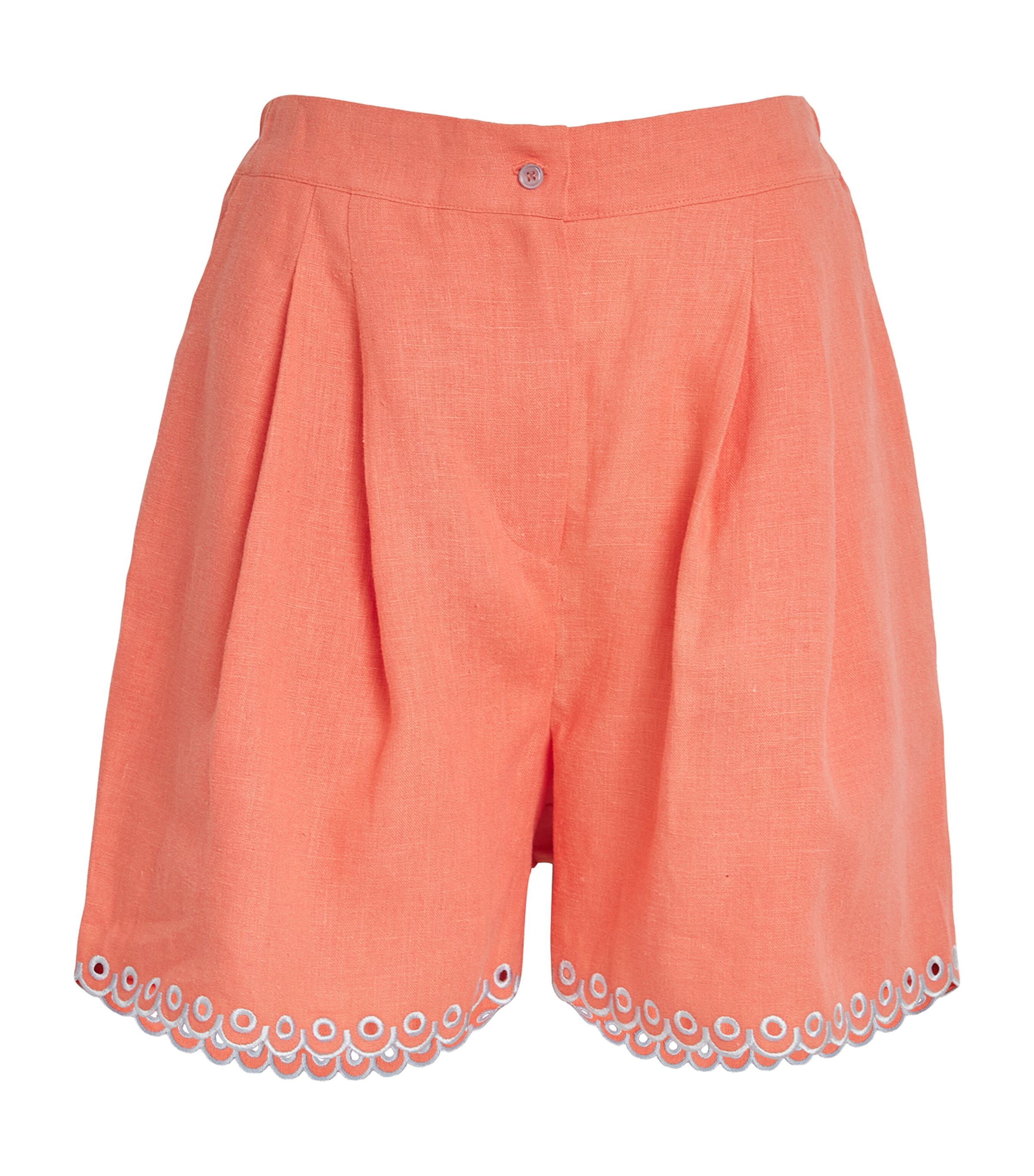 Shop Sleeper Linen Embroidered Petra Shorts In Pink