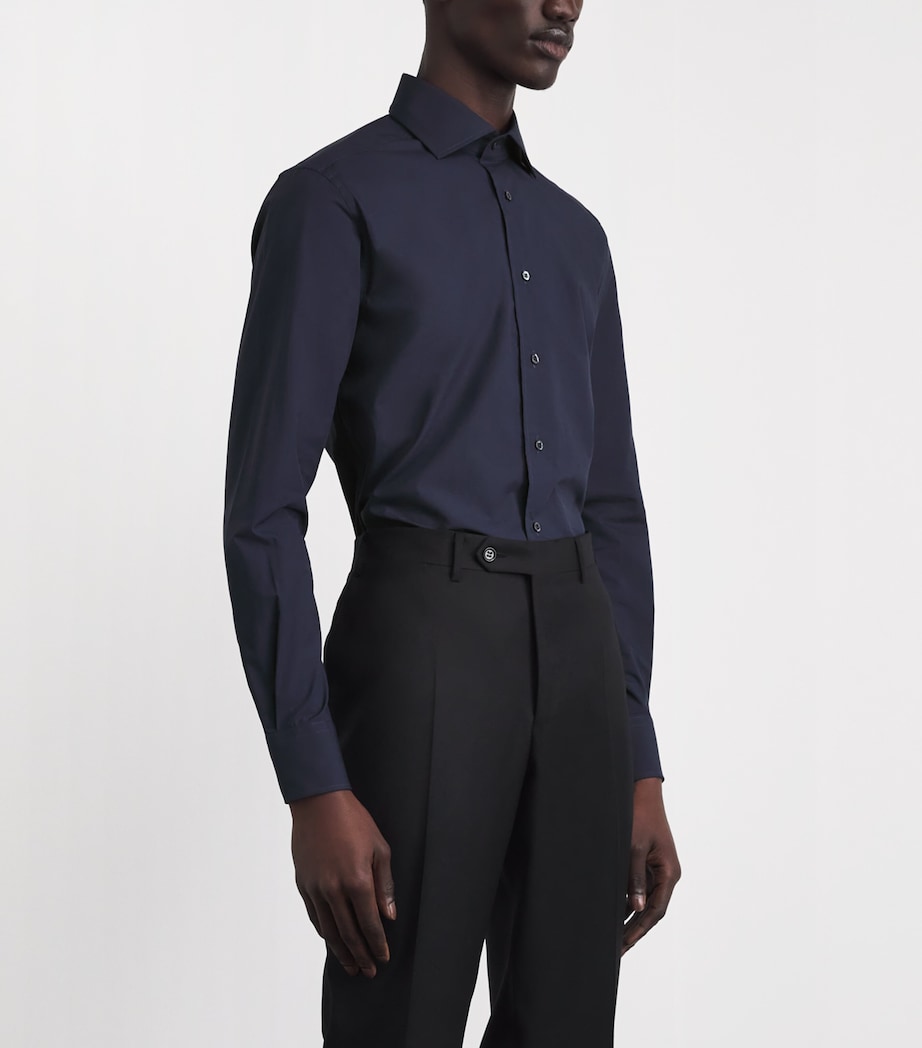 Corneliani Mens Cotton Formal Shirt Navy Blue Image 4