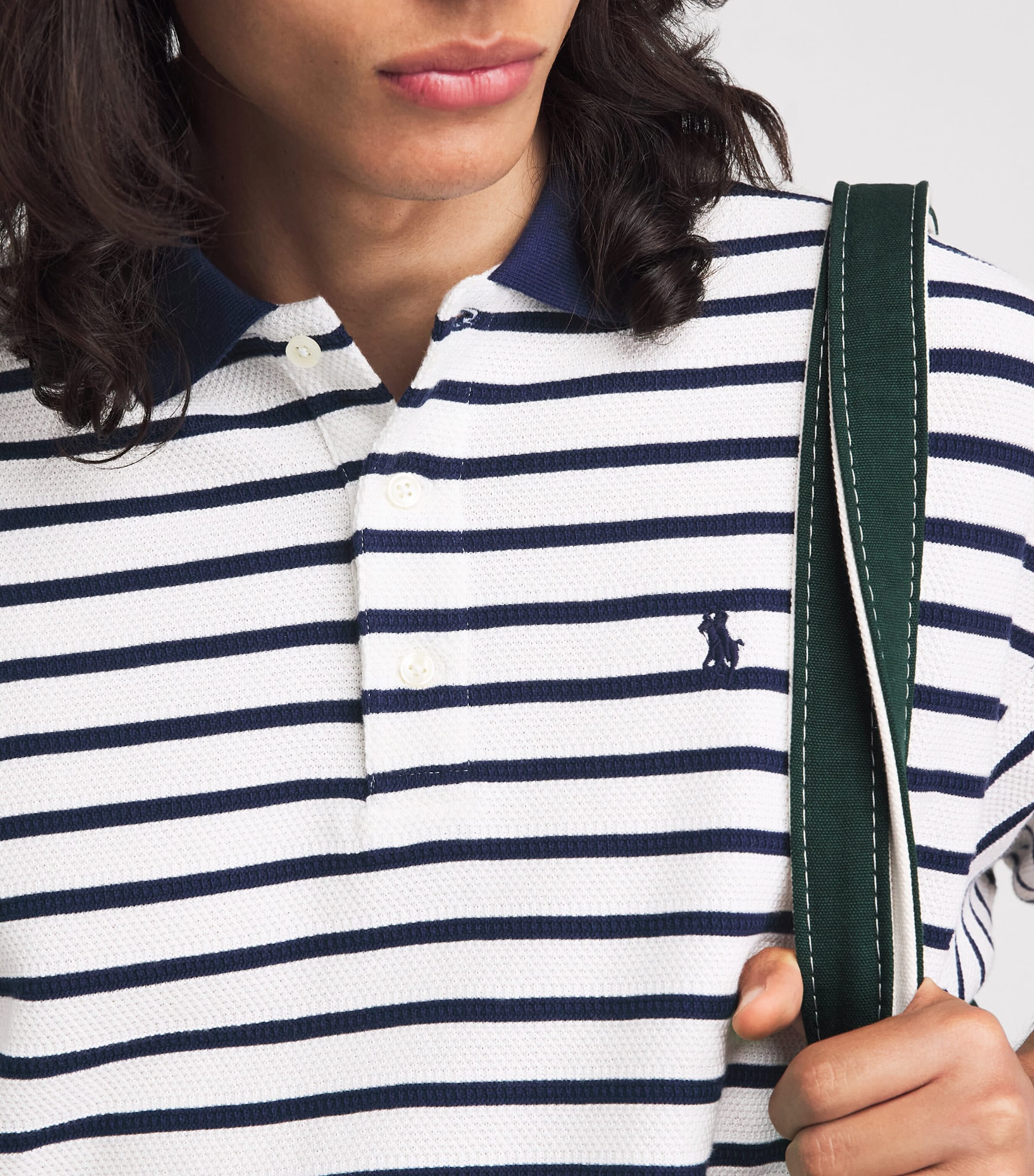 Polo Ralph Lauren Mens Cotton Mesh Slim Polo Shirt Nevis/newport Navy Image 3