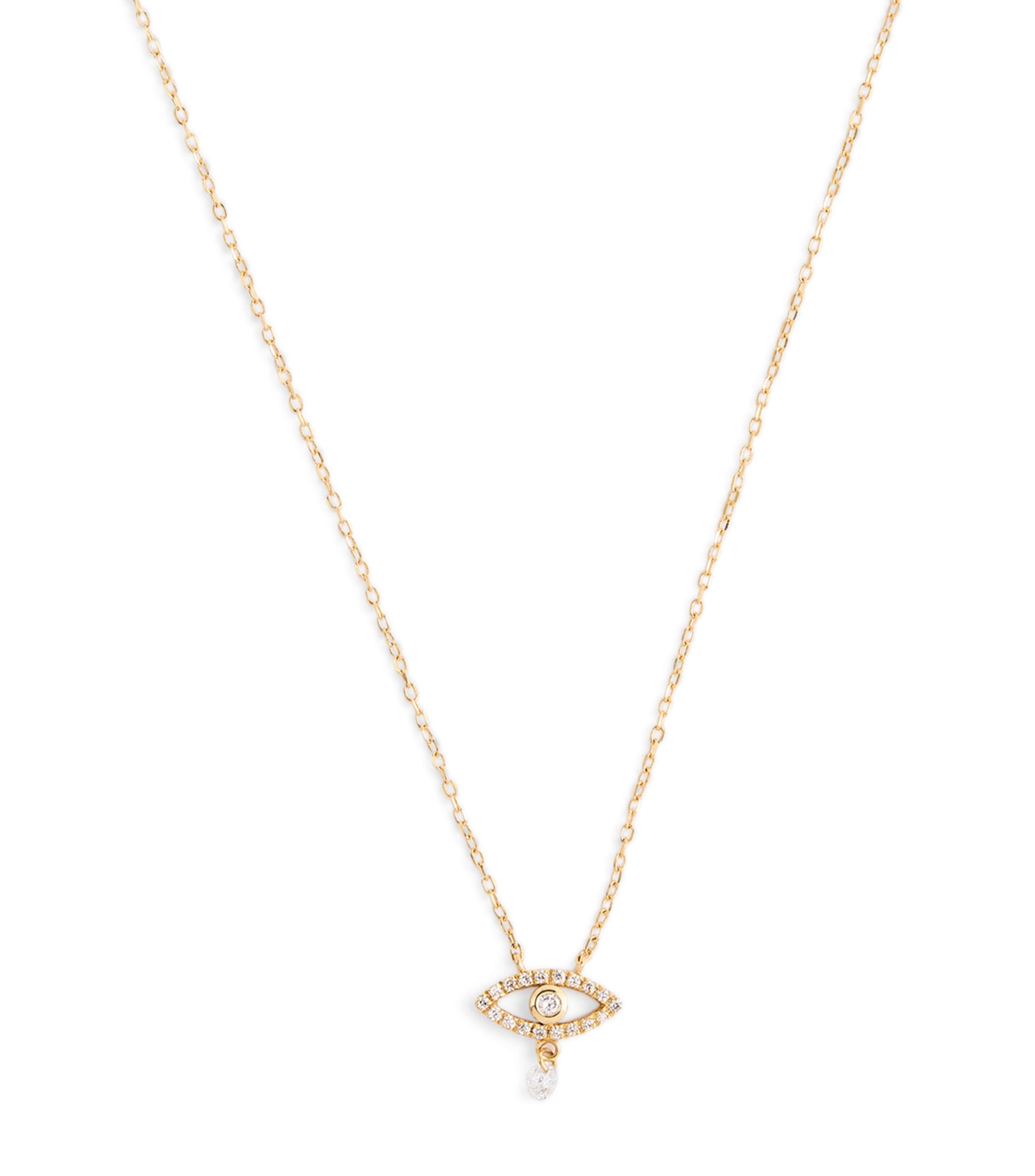 Persée Yellow Gold And Diamond Evil Eye Symbols Necklace In Gold