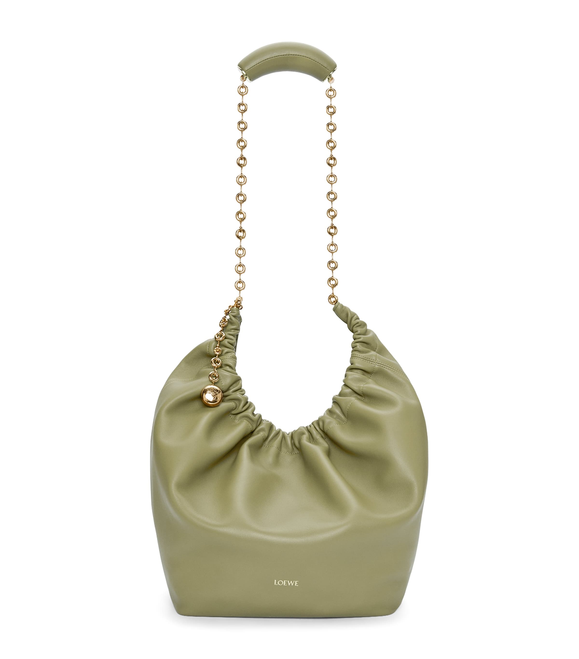 Loewe Womens Squeeze Medium Leather Shoulder Bag In Green