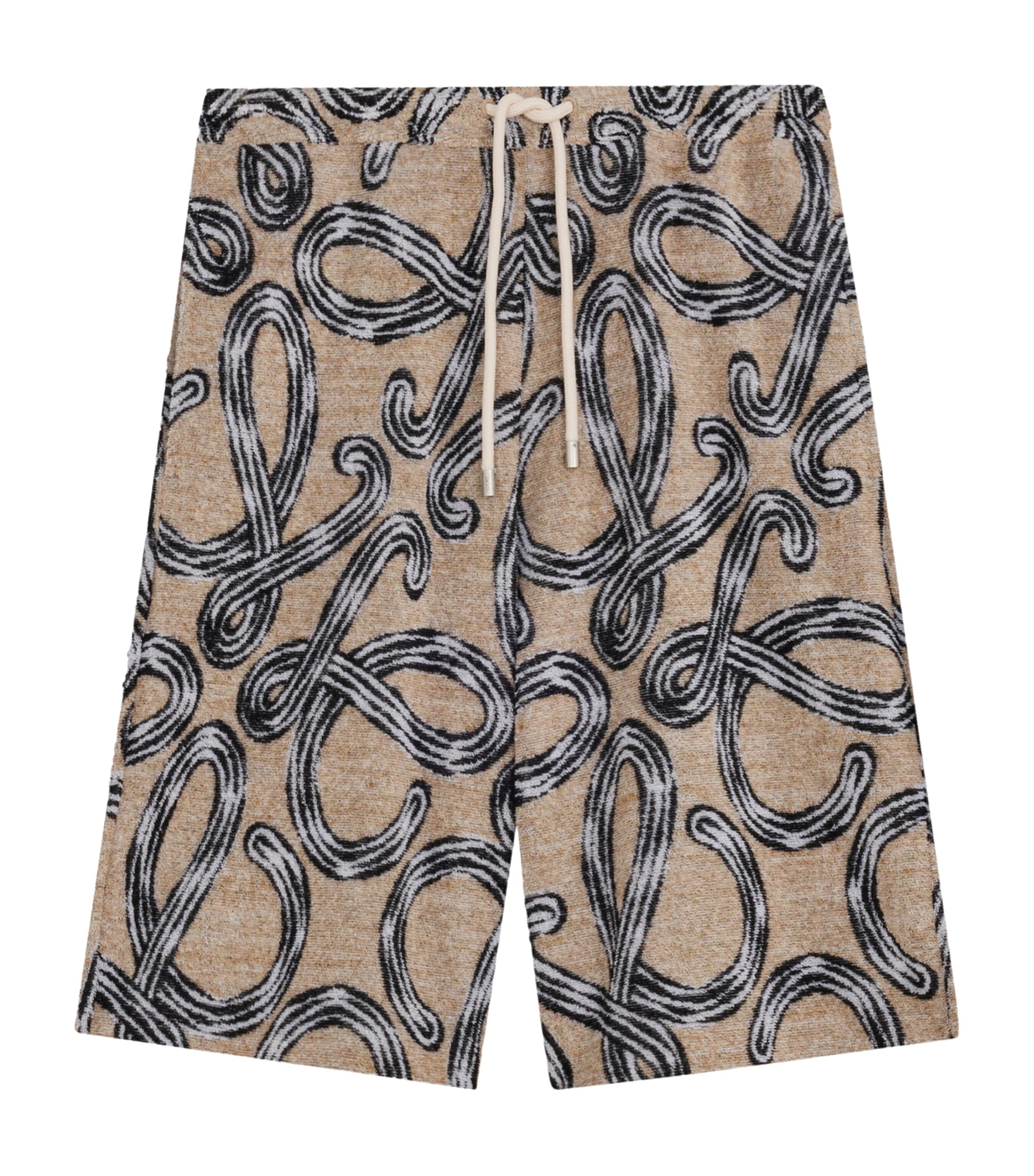 LOEWE Mens x Paula’s Ibiza Terry Anagram Shorts Beige/black Image 1