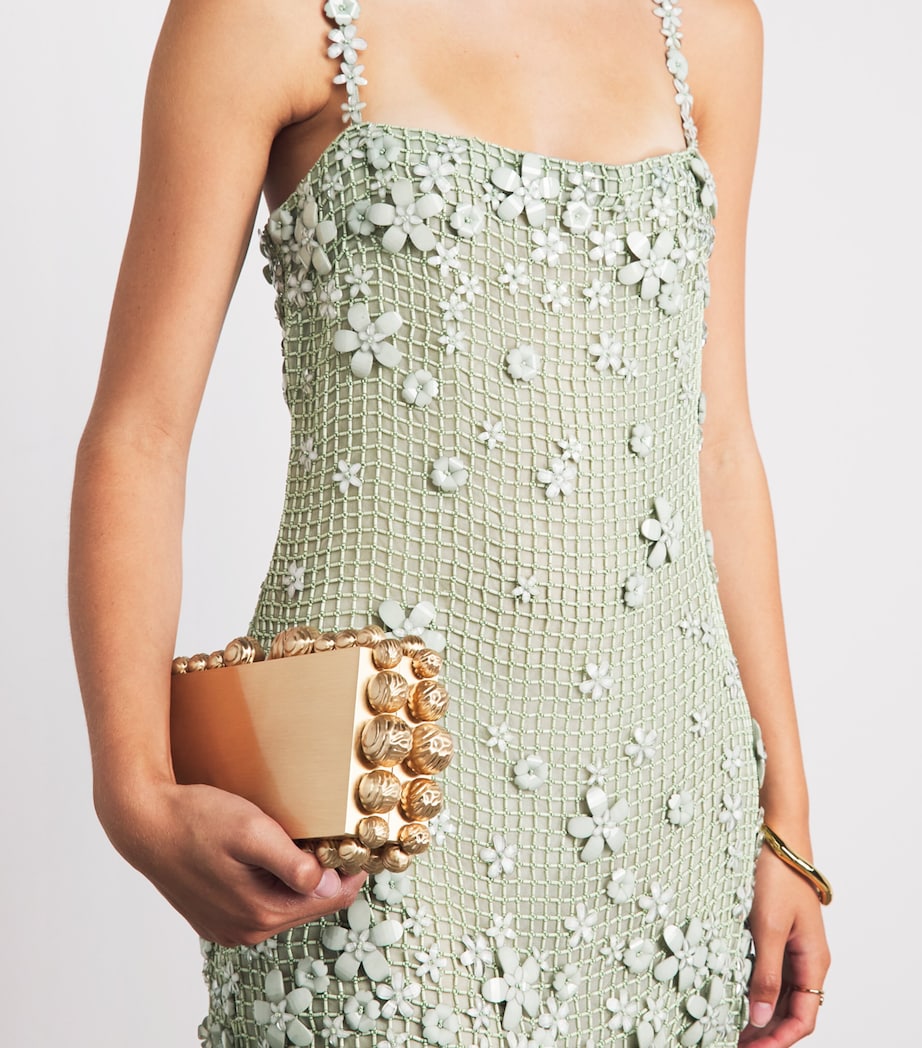 Cult Gaia Womens Silk Florabelle Embellished Mini Dress Cool Mint Image 3