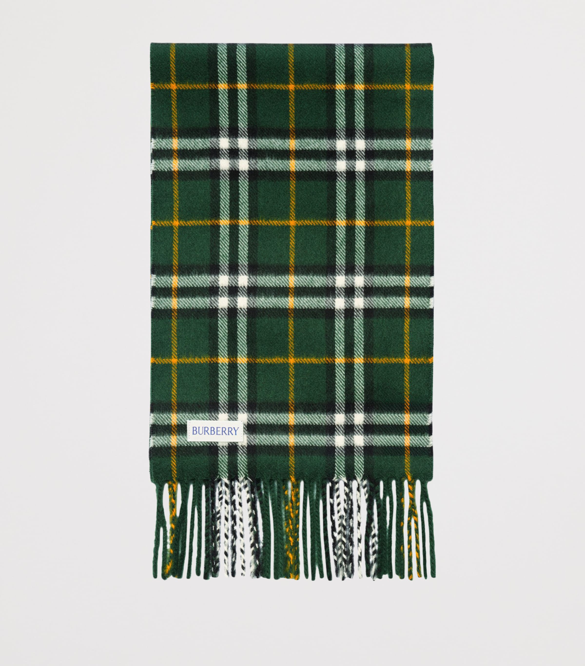 Burberry Kids Cashmere Check Scarf Dark Fern Green Image 2