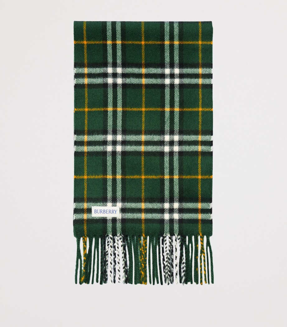 Burberry Kids Cashmere Check Scarf Dark Fern Green Image 2