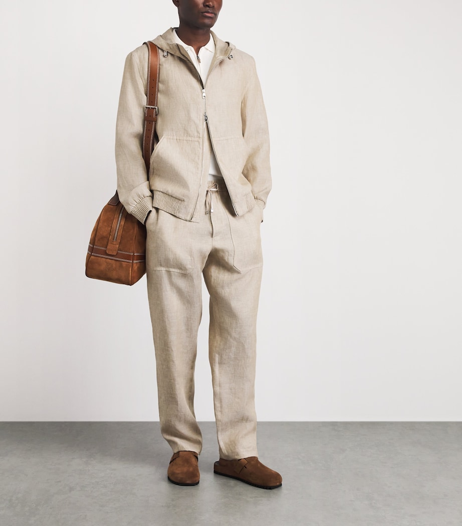 Linen Hooded Jacket 164 SAND Image 2