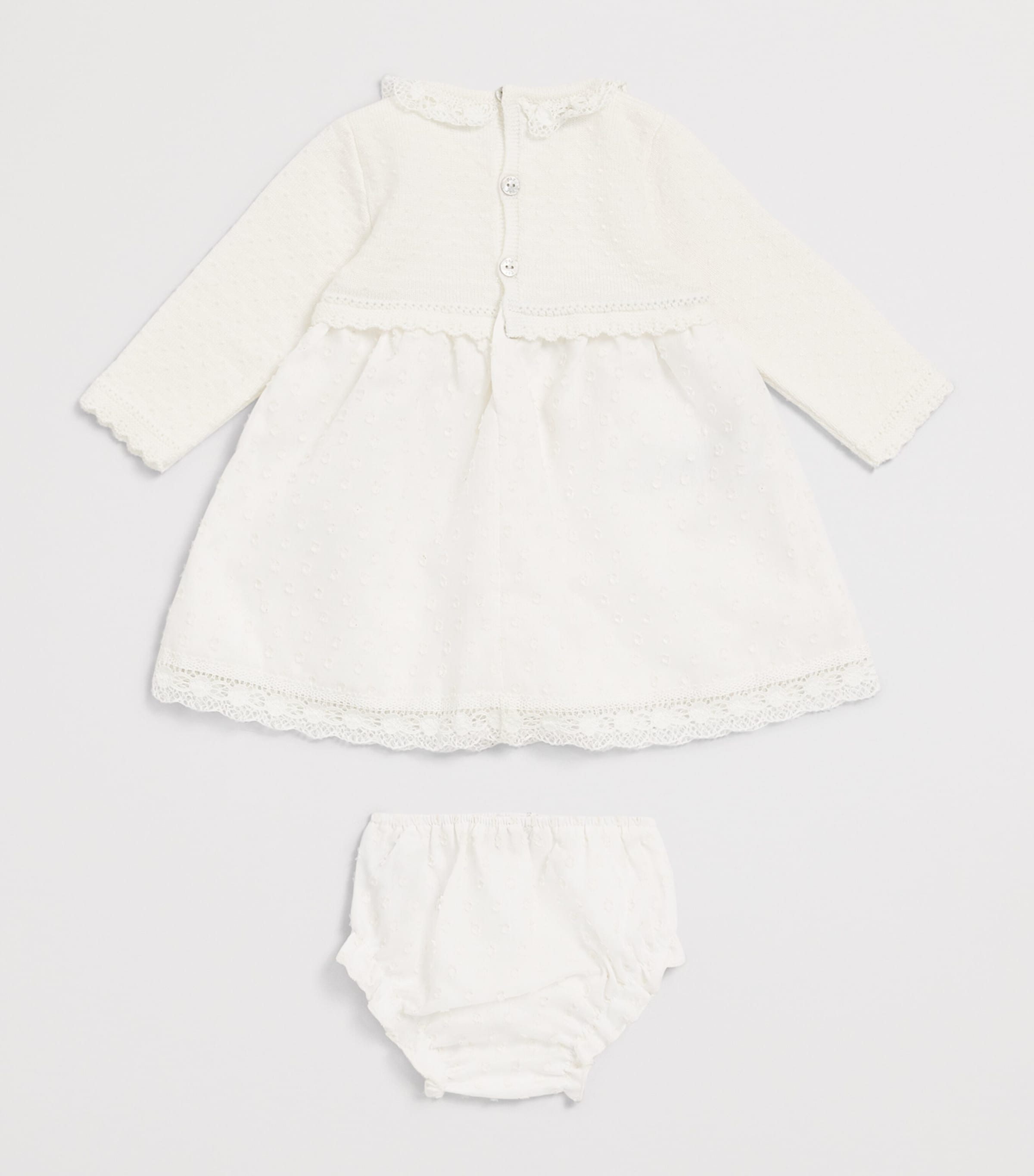 Paz Rodriguez Cotton Knitted Dress and Bloomers Set (1-24 Months) Cream/cream Image 2