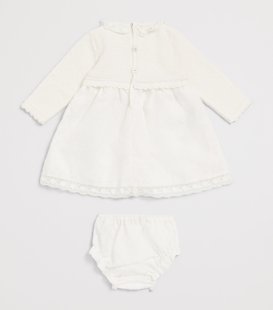 Paz Rodriguez Cotton Knitted Dress and Bloomers Set (1-24 Months) Cream/cream Image 2