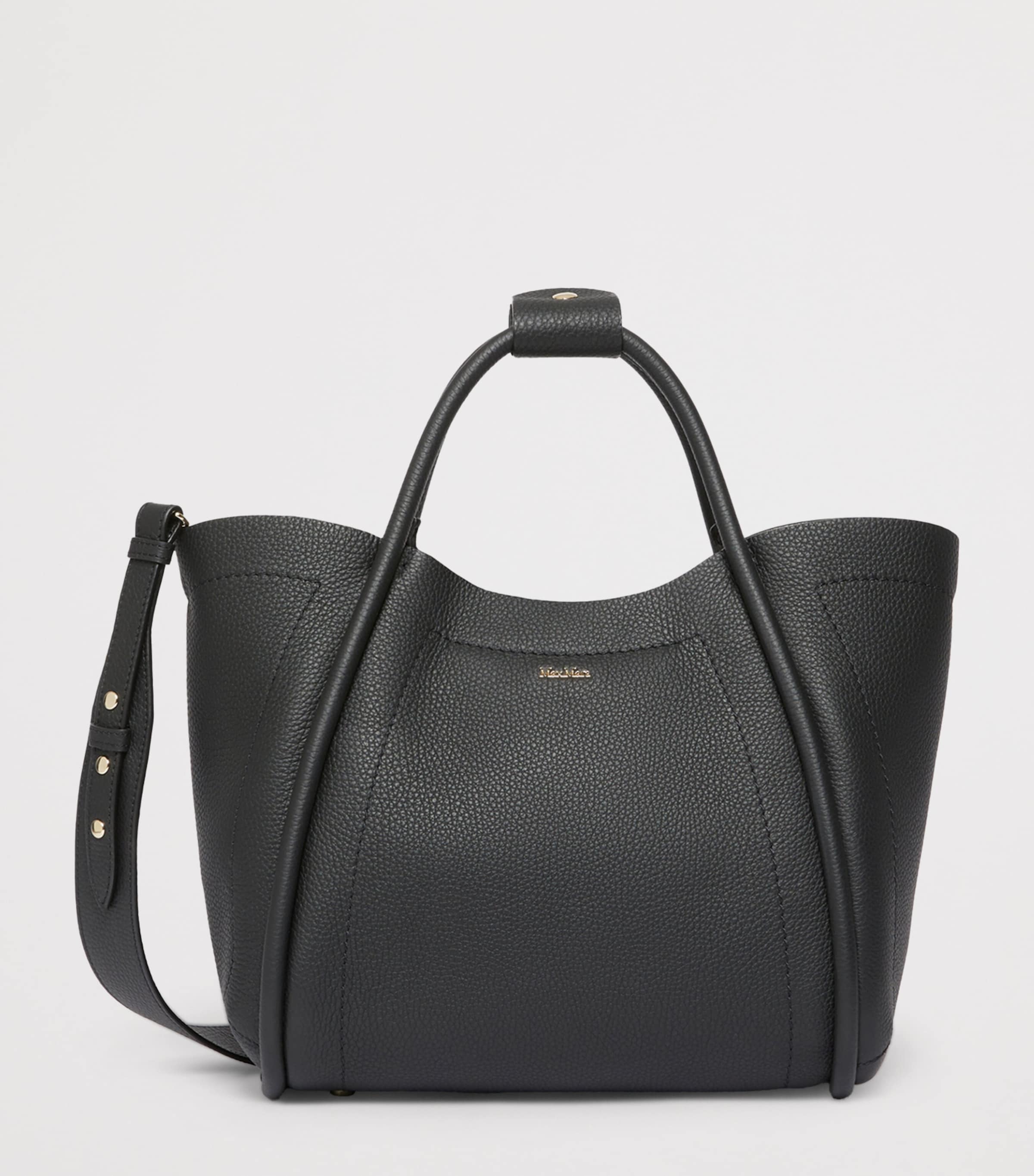 Max Mara Small Leather Marine Top-Handle Bag Black Image 2