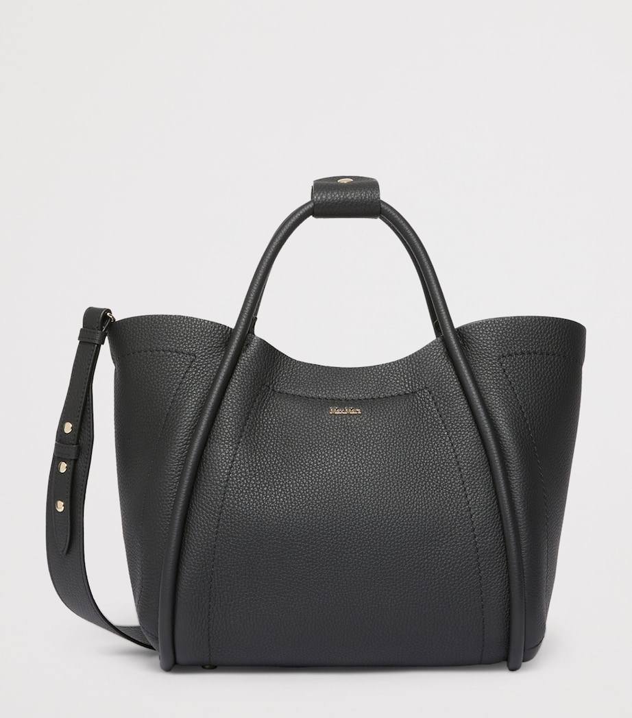 Max Mara Small Leather Marine Top-Handle Bag Black Image 2
