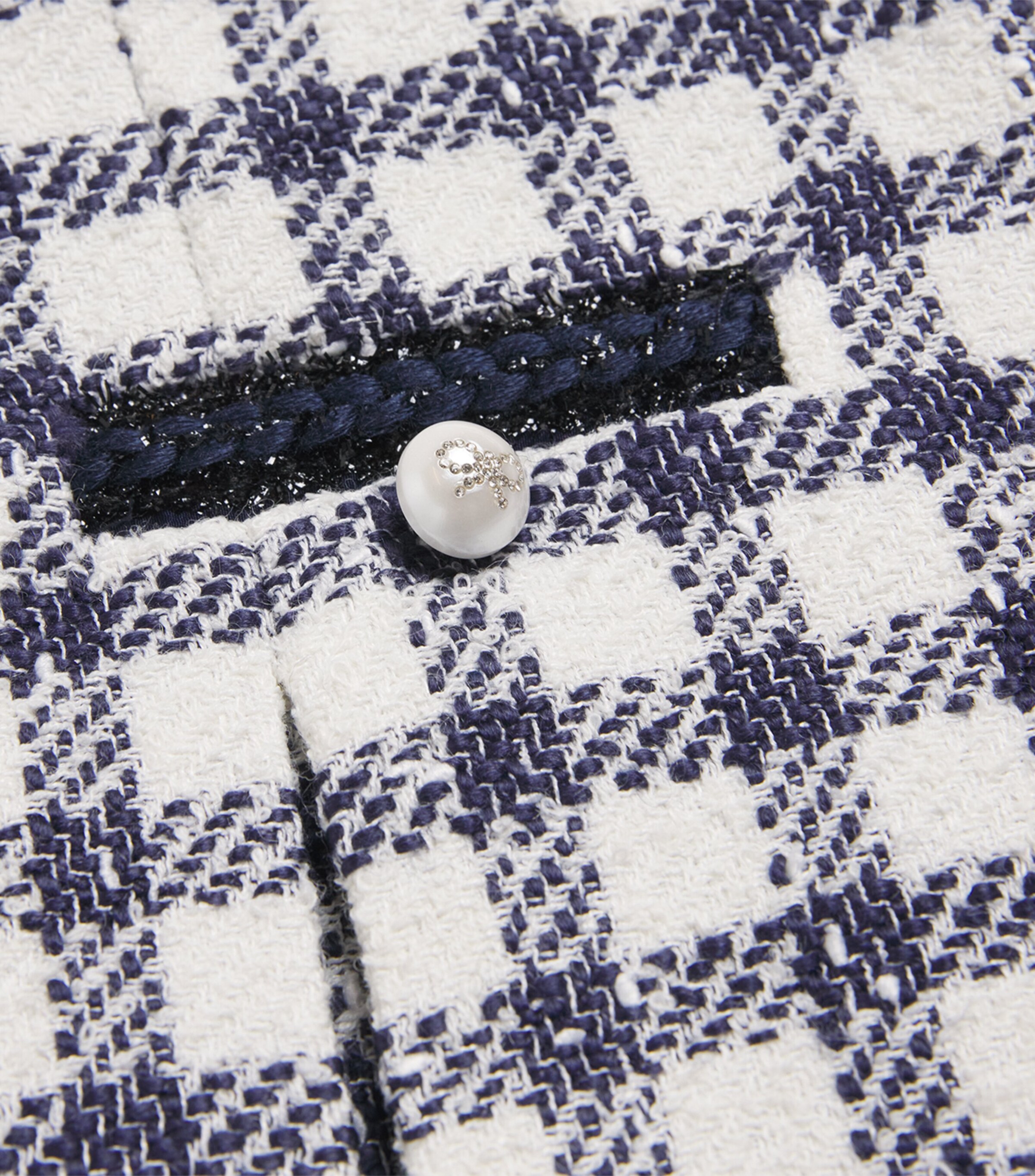 Self-Portrait Kids Check Bouclé Skirt (3-12 Years) Navy Image 4