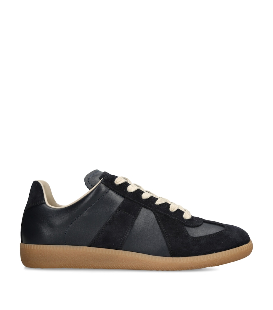 Maison Margiela Leather-Suede Replica Sneakers Navy Image 1