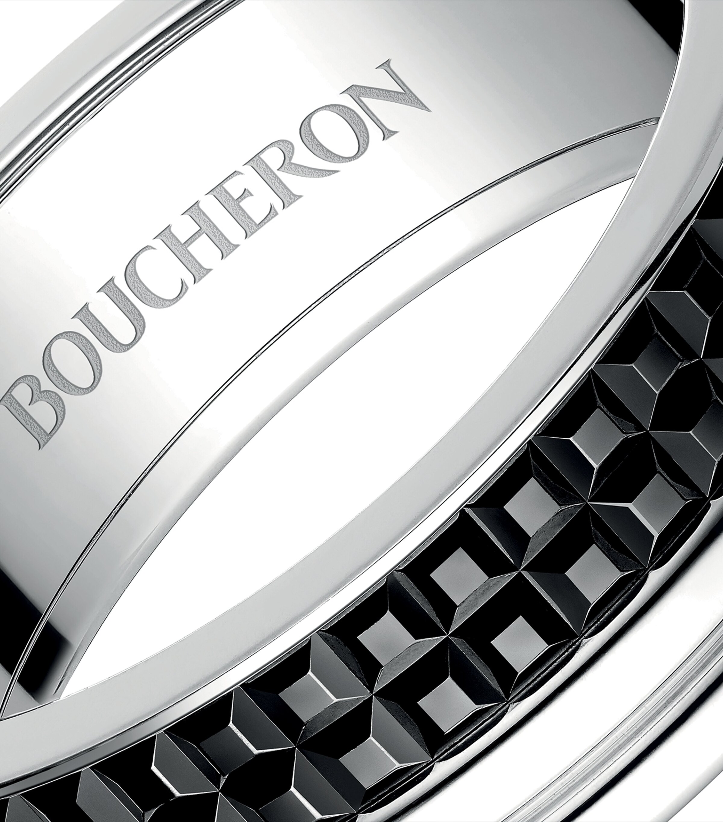 Large White Gold Quatre Black Wedding Band WHITE Image 3