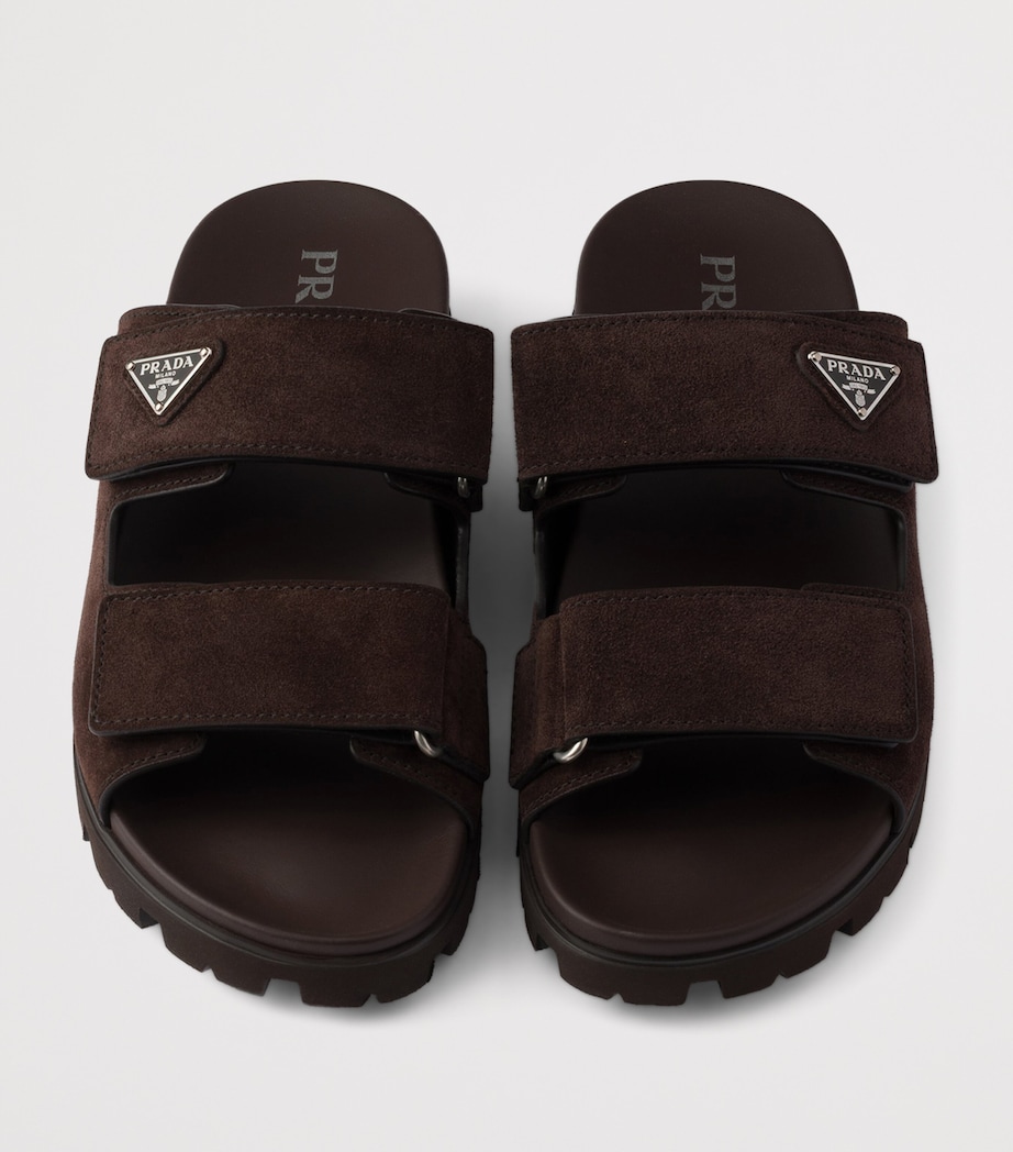 Prada Suede Triangle Sandals Brown Image 4