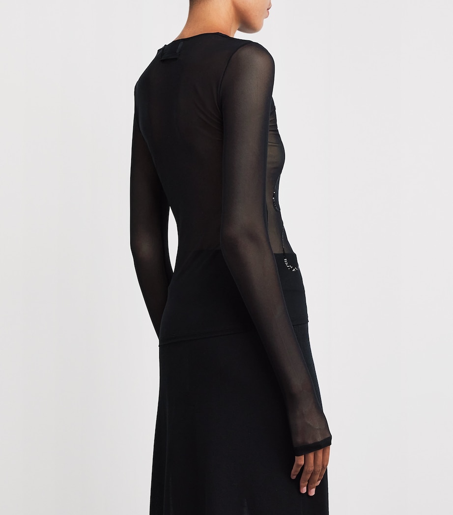 Mesh Sequin-Branded T-Shirt 00-BLACK Image 4