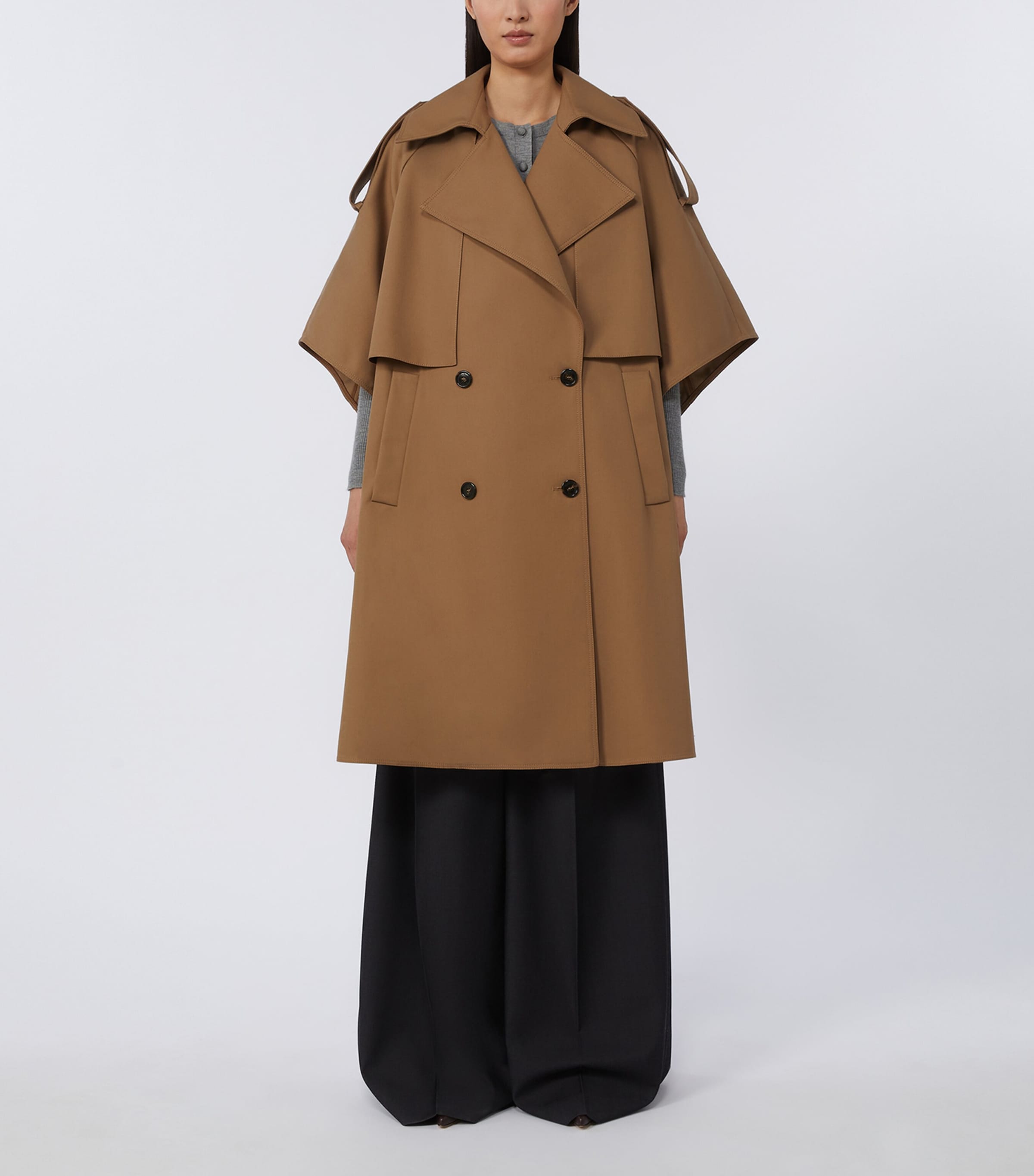 Max Mara Womens Cashmere Double-Breasted Cape Colonial Image 2