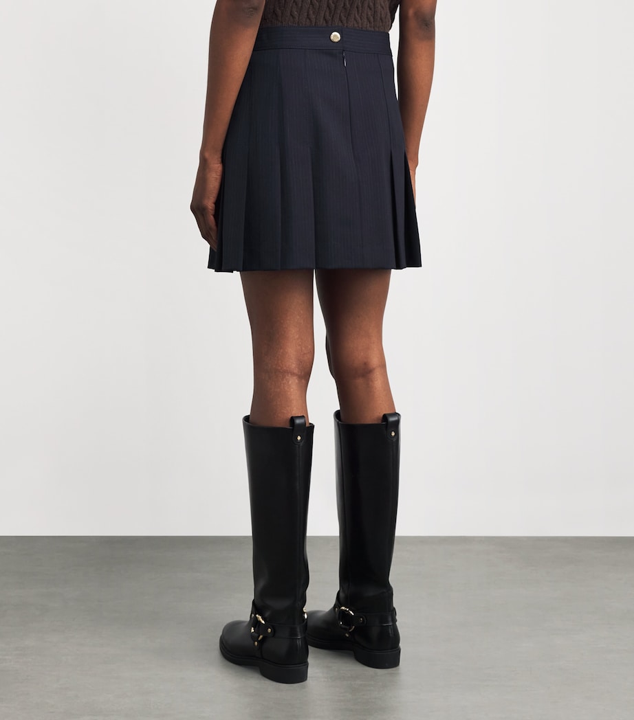 Wool-Blend Pleated Mini Skirt NAVY BLUE Image 4