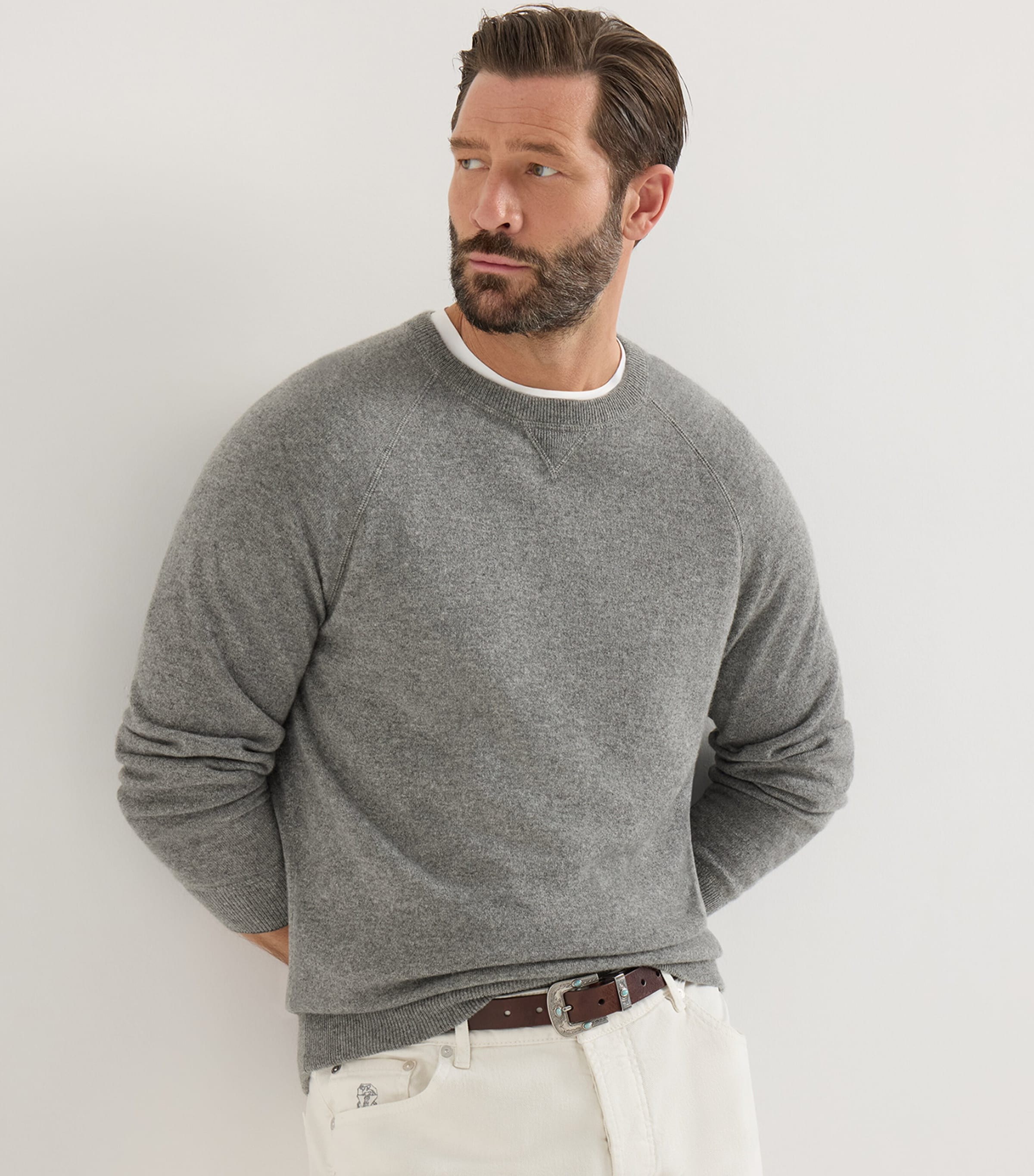 Brunello Cucinelli Mens Cashmere Crew-Neck Sweatshirt Image 4