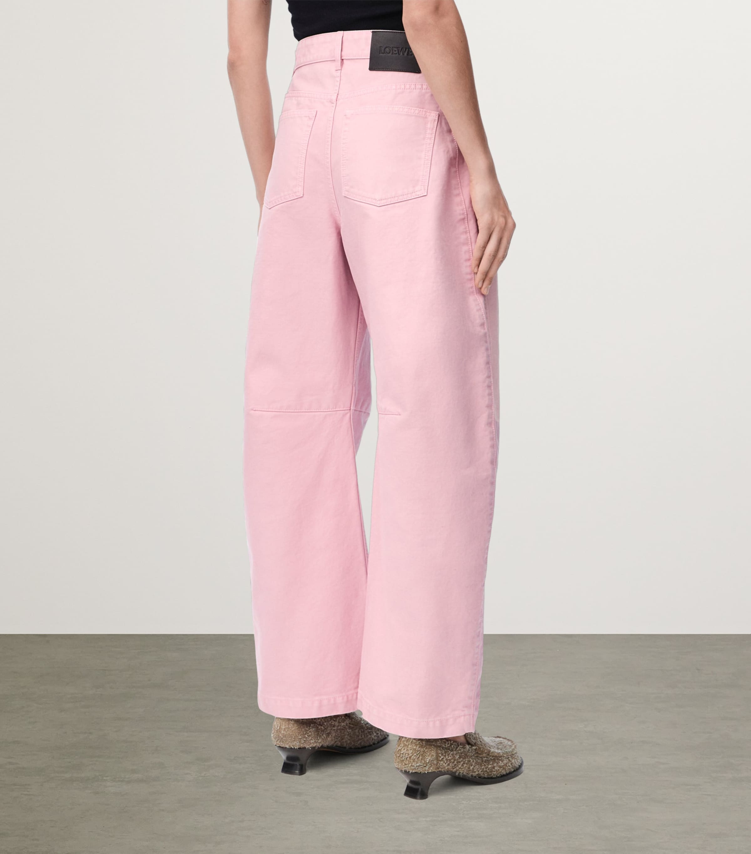 Patch-Detail Barrel Jeans PINK Image 4