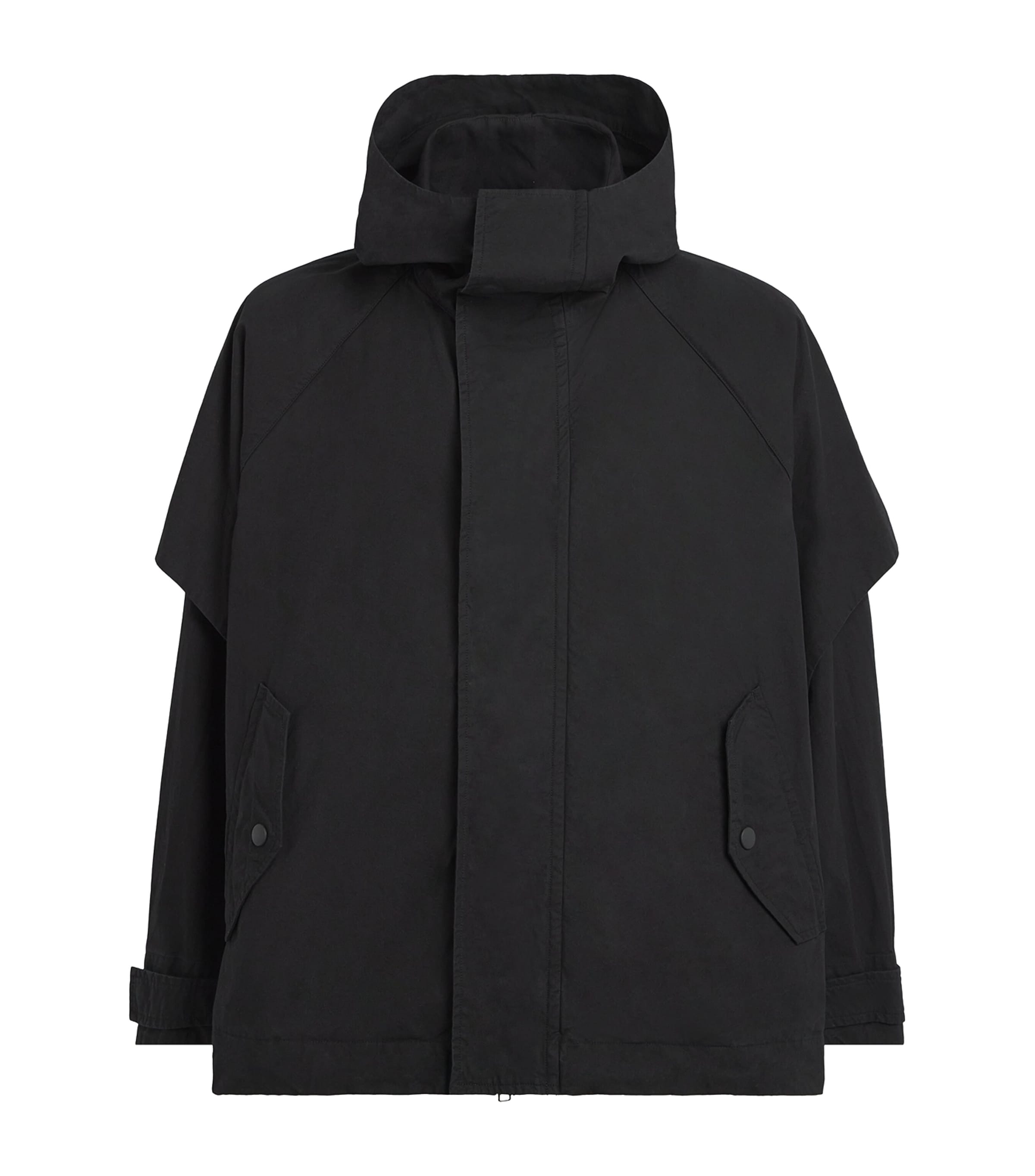 Im Men Cotton Hooded Jacket In Black