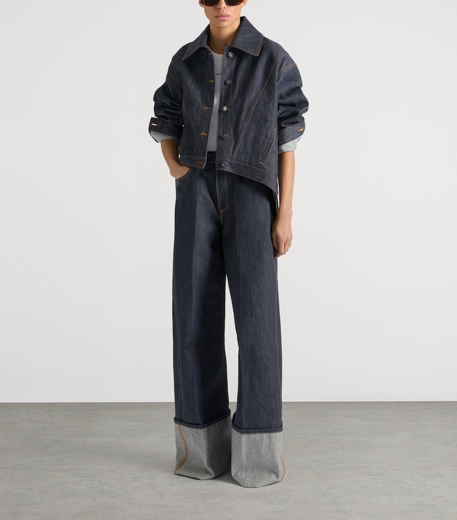 Givenchy Womens Raw Denim Turn Up Jeans Dark Blue Image 2