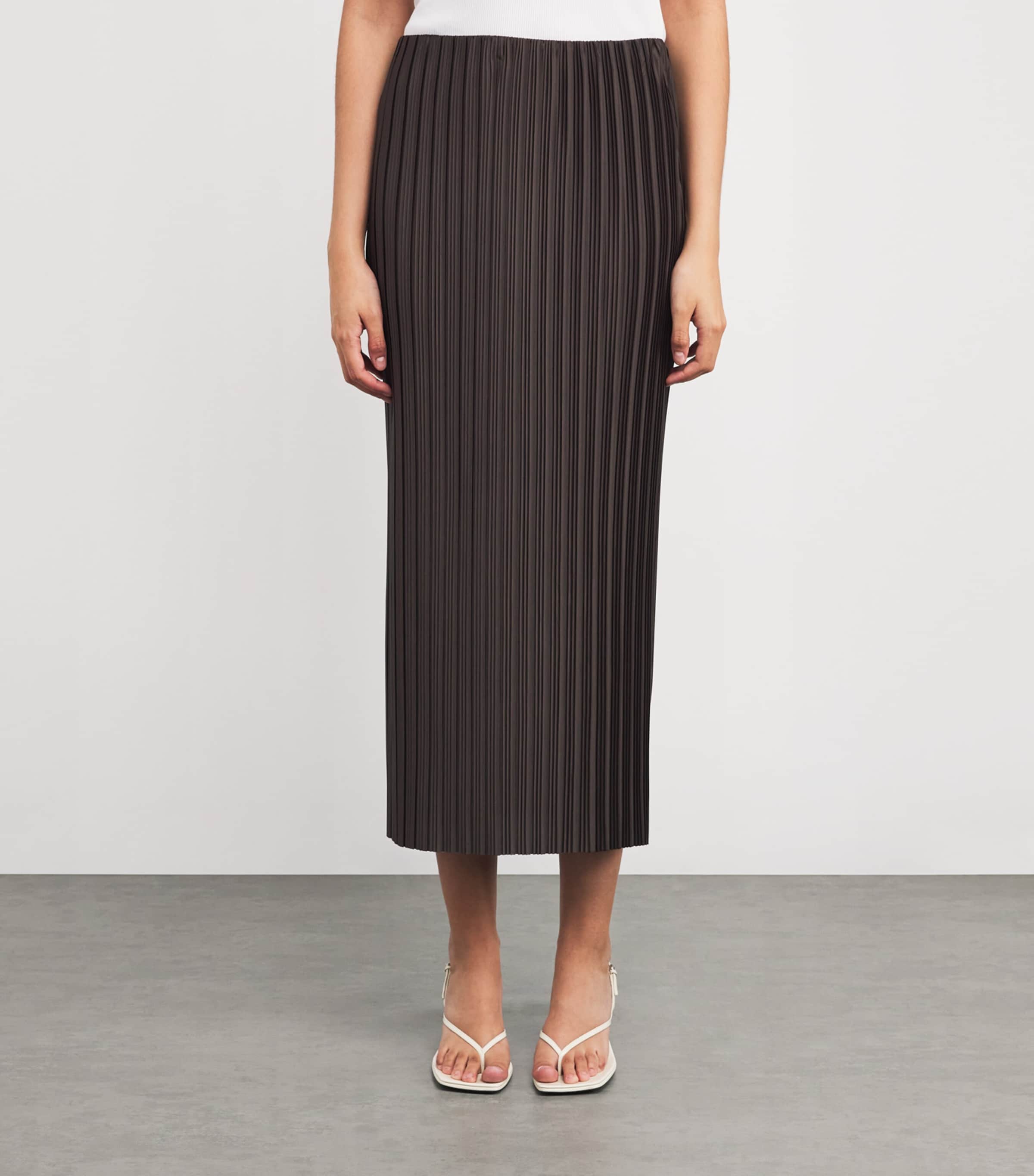 MAX&Co. Womens Jersey Pleated Column Skirt Coffee Image 3