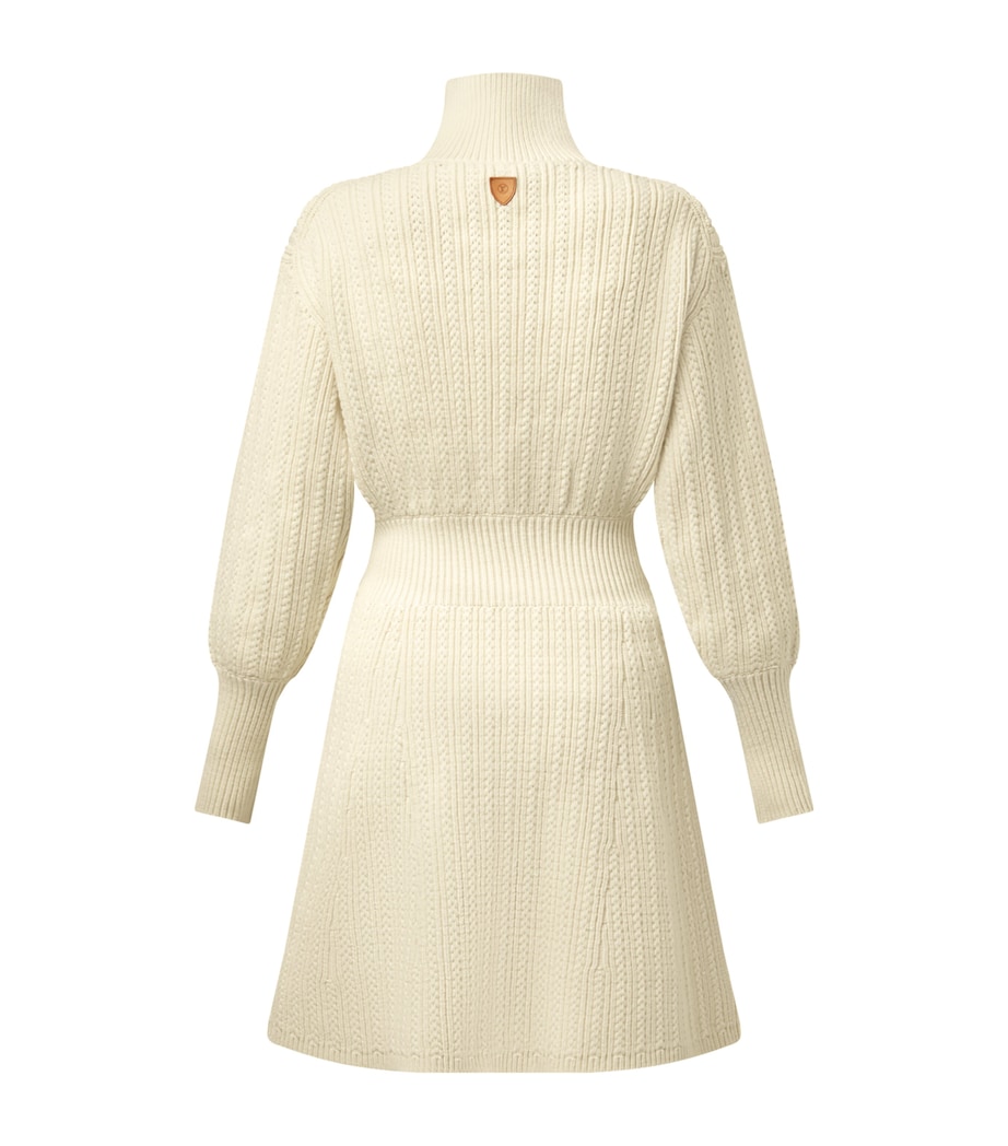 Wool-Blend Zip-Up Mini Knitted Dress MILK WHITE Image 2