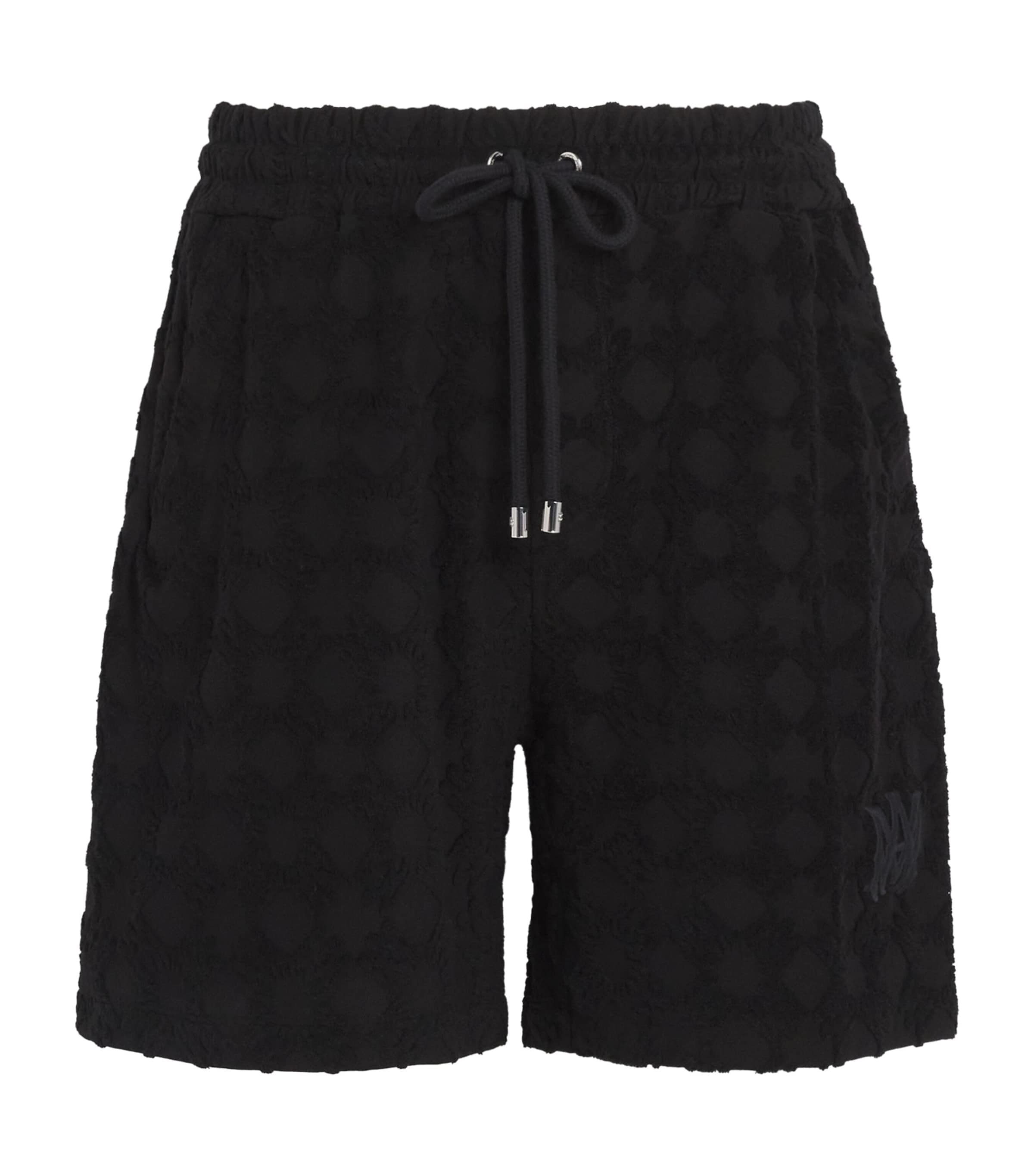 Amiri Black Bermuda Shorts With All-over Ma Quads Motif And Embroidered Logo On The Front In Cotton Blend In Black