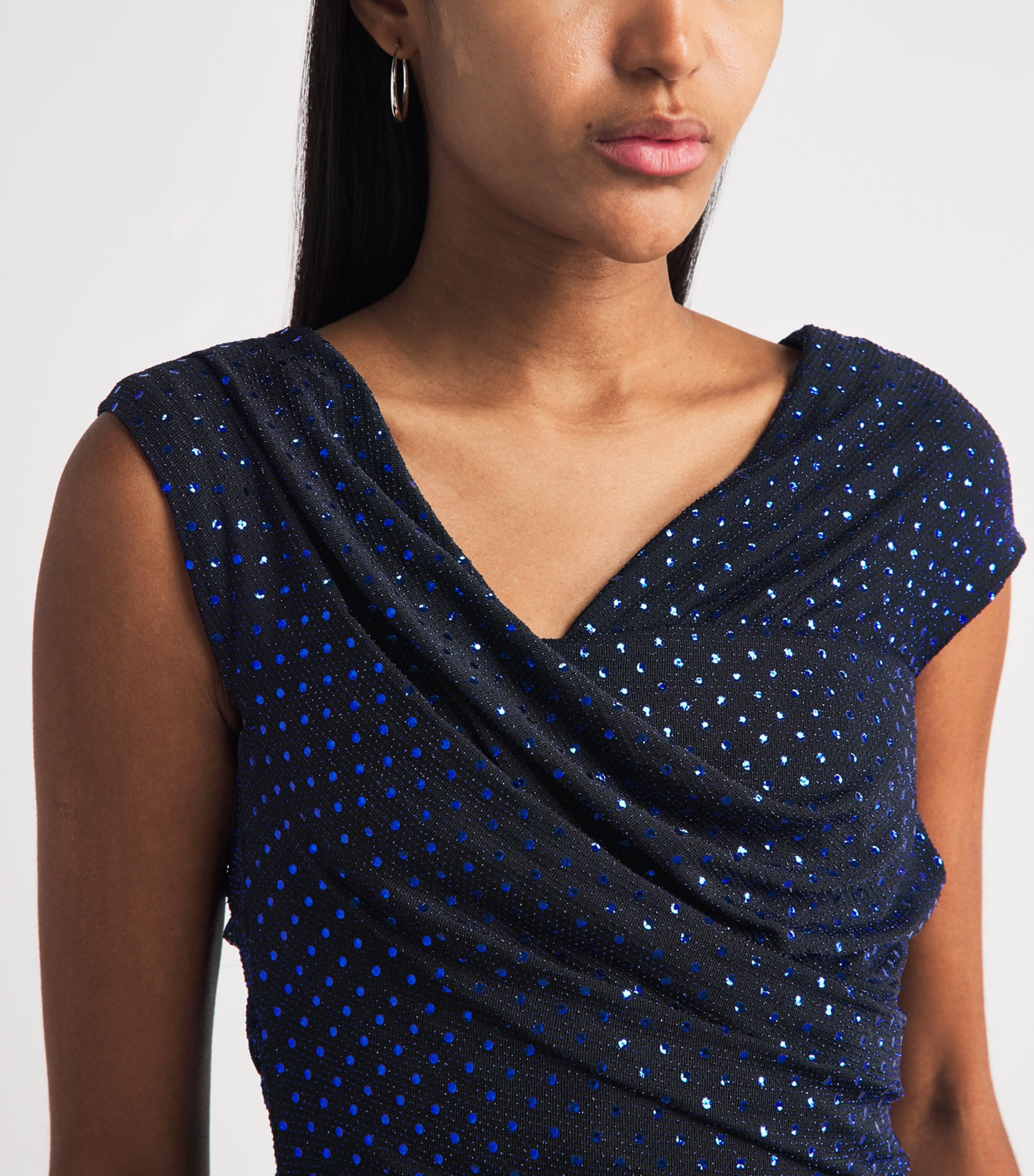 Talbot Runhof Womens Sequin Sleeveless Gown Navy Image 3