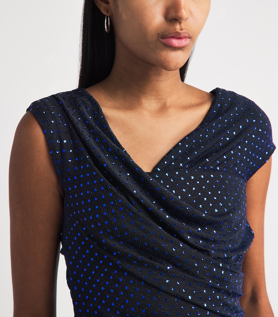 Talbot Runhof Womens Sequin Sleeveless Gown Navy Image 3