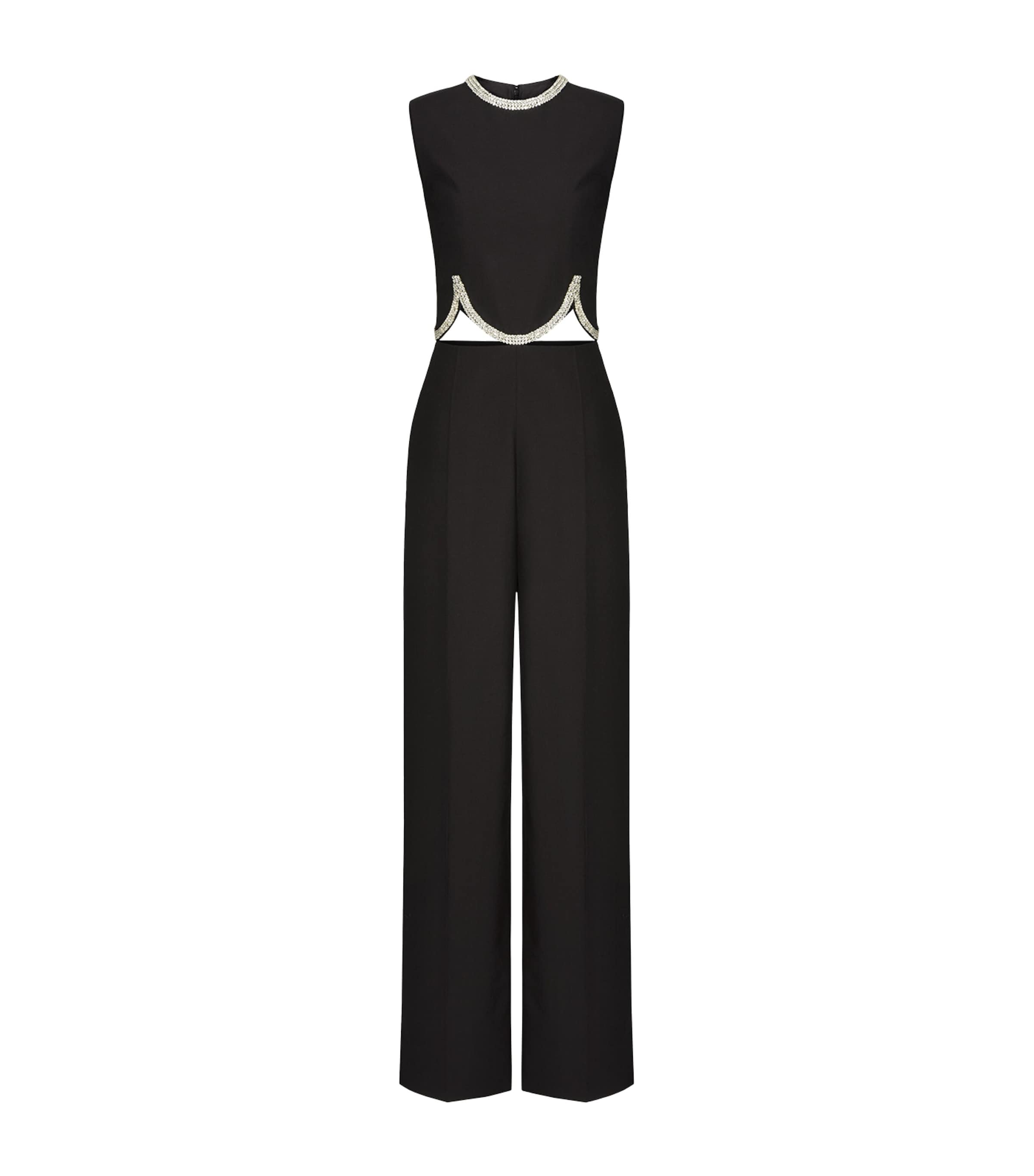 VALENTINO WOOL CRYSTAL-DETAIL JUMPSUIT