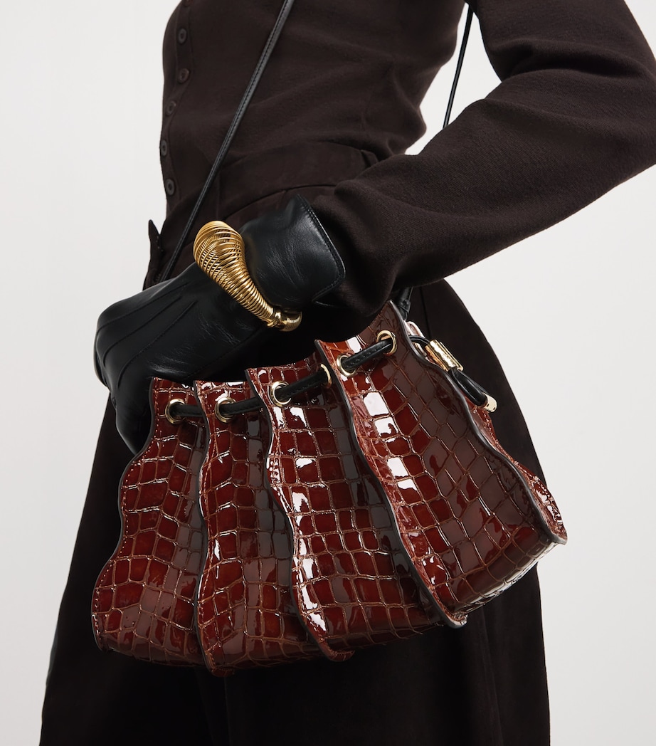 Mini Croc-Embossed Leather Adria Cross-Body Bag CHESTNUT Image 2