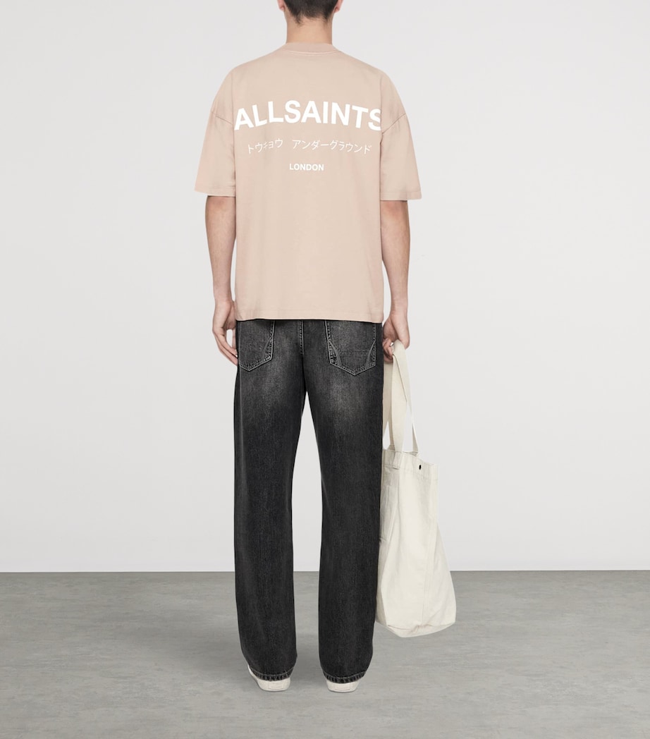AllSaints Mens Underground Print T-Shirt Toasted Pink Image 7