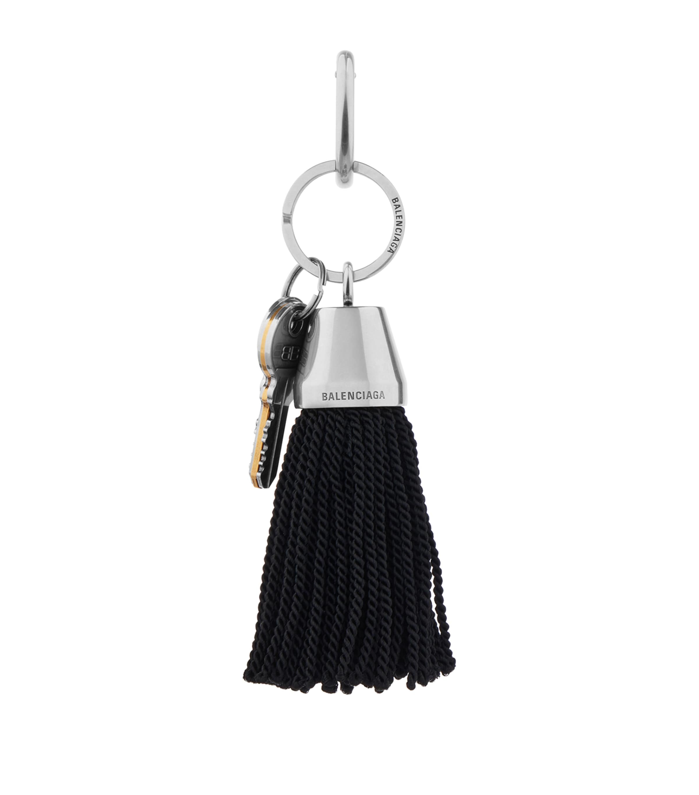 Balenciaga Pompom Key Ring In Black
