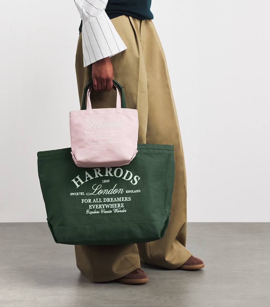 Large Embroidered Logo Tote Bag HARRODS GREEN Image 5