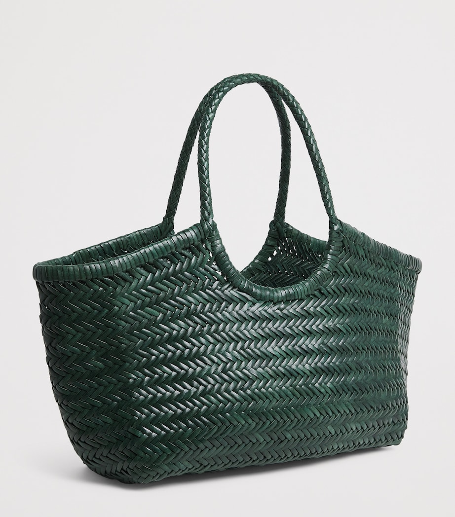 DRAGON DIFFUSION Large Leather Woven Nantucket Tote Bag Forest Image 3