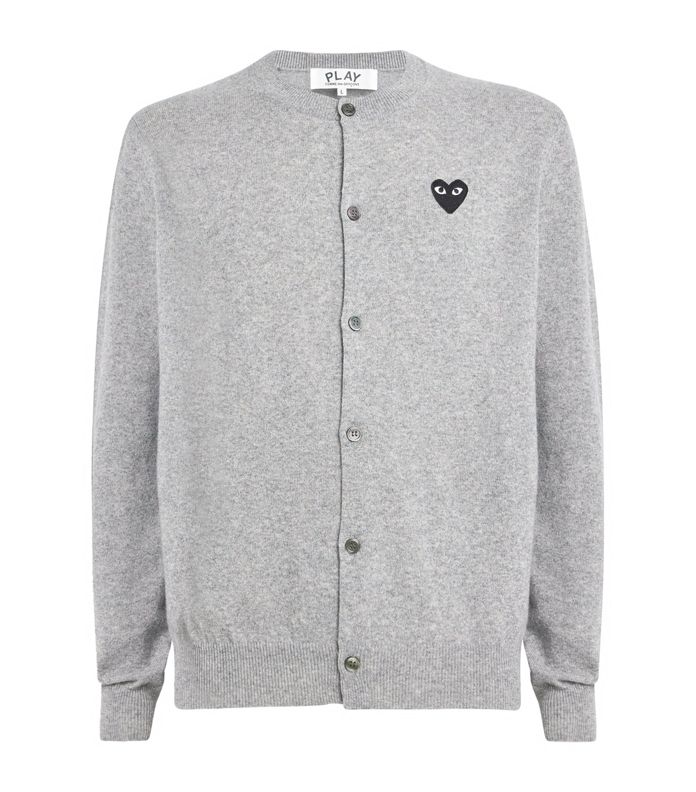 Comme Des Garçons Play Mens Wool Heart Cardigan Lt Grey Image 1