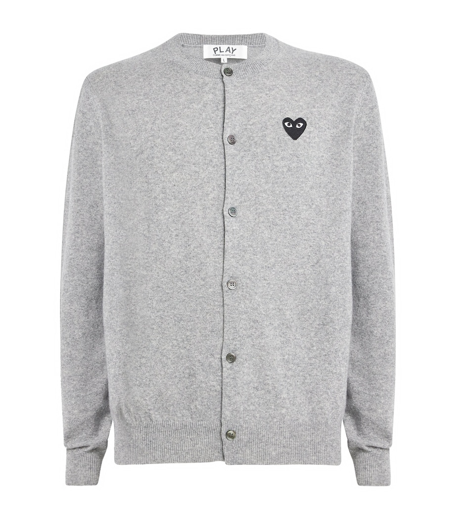 Comme Des Garçons Play Mens Wool Heart Cardigan Lt Grey Image 1