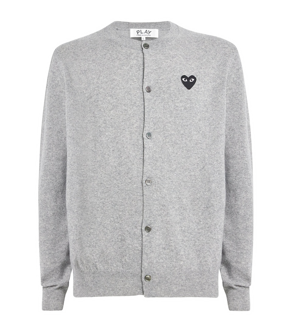 Comme Des Garçons Play Wool Heart Cardigan Lt Grey